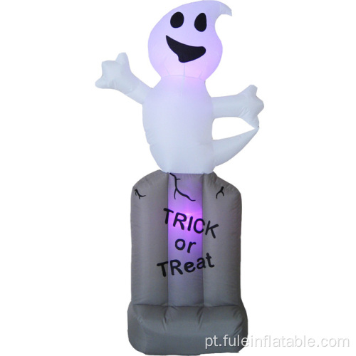 Fantasma inflável de Halloween na lápide para decoração